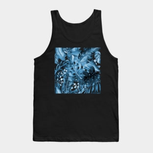 Midnight Blue Tropical Foliage Tank Top